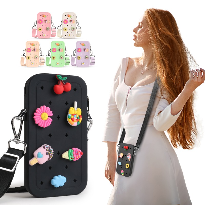 Phone Accessories Organizer - Multifunction Portable Silicone Crossbody Bag Waterproof